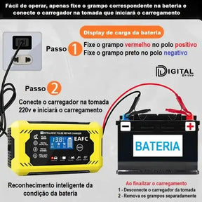 Carregador Inteligente Bateria Carro Moto Display LCD - Digital Driver