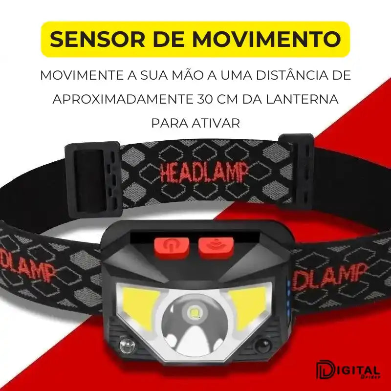 Lanterna-Led-Cabeça- Sensor de Movimento